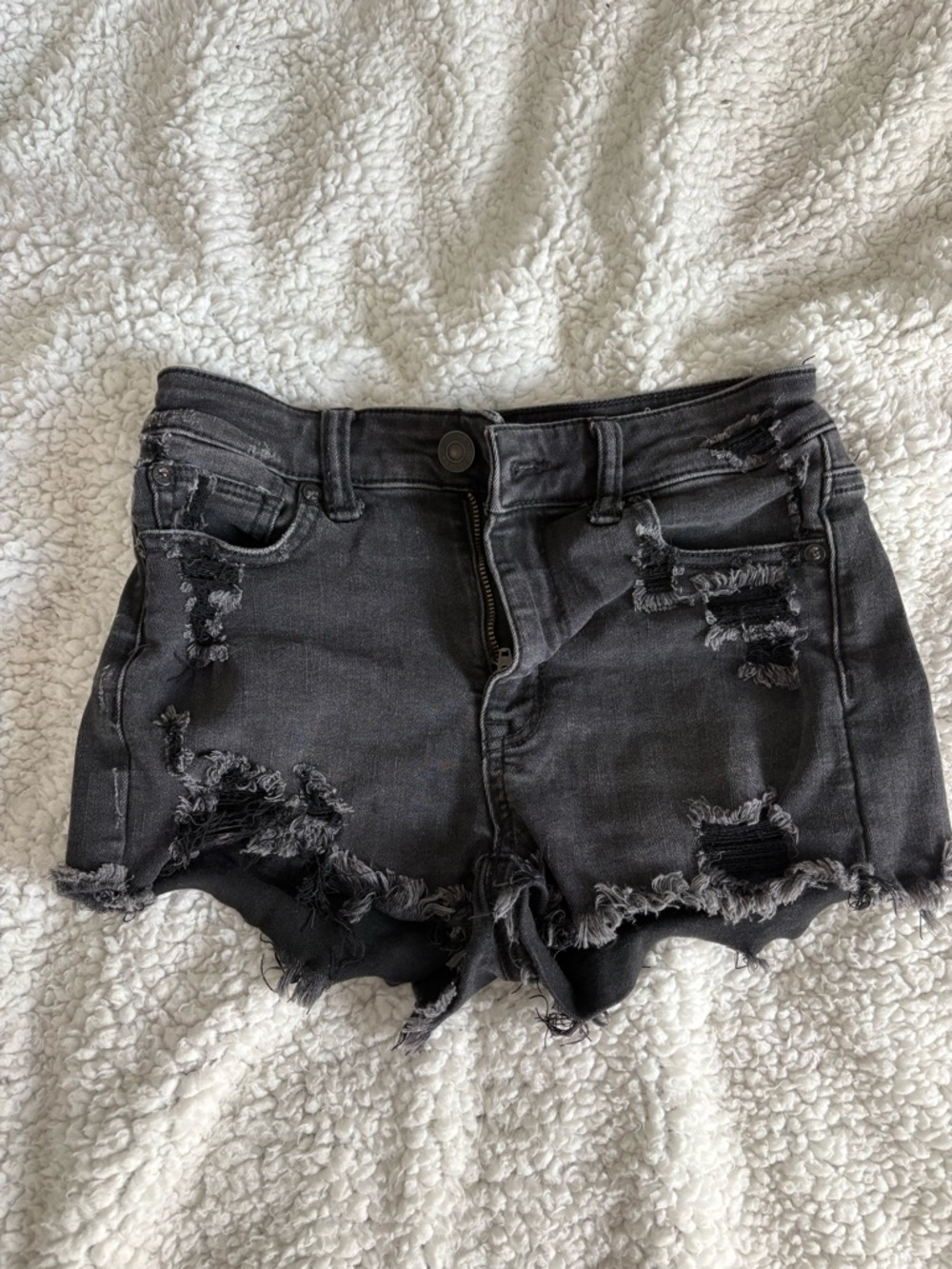 American Eagle Outfitters Black Distressed Denim Cutoff Shorts